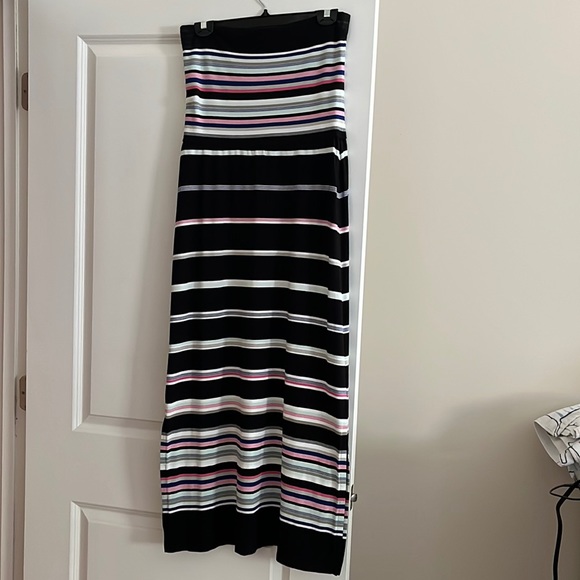 WHBM strapless striped maxi dress with side slits. Can be worn two ways! - Picture 1 of 6